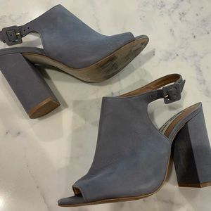 Gray suede Steve Madden wedge bootie